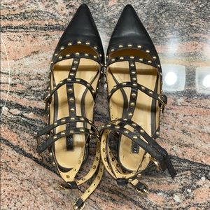 Topshop Genuine Leather Black Mules